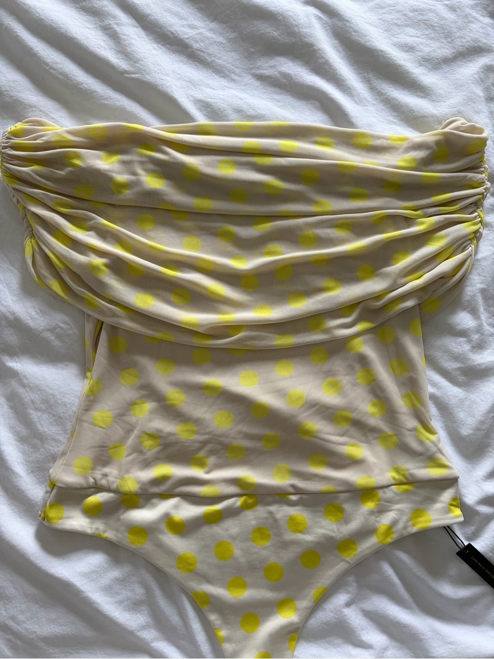 AFRM Butter Yellow Off-Shoulder Polka Dot Bodysuit XL NWT - Picture 7 of 15